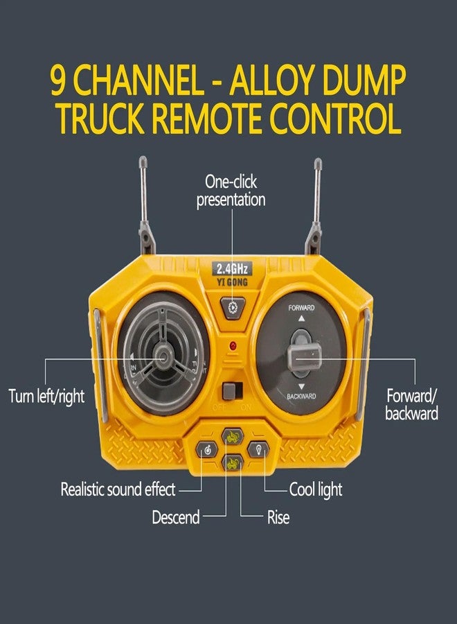 KING FORU 9-Channel Metal RC Wheel Loader - Remote Control Kids Construction Play Toys with Realistic Lights and Sound, 1:20 Scale, Tractor Toys for 3+ Boys, Perfect 2025 Kids Birthday Gift - Image 3